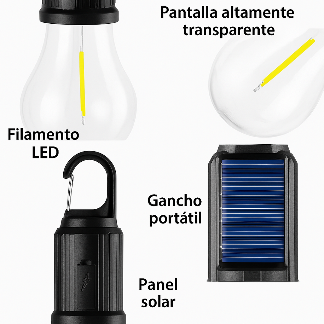 Pack x2 Lámparas Solares Camping - Carga Solar/USB - IPX4 - 3 Modos de Luz