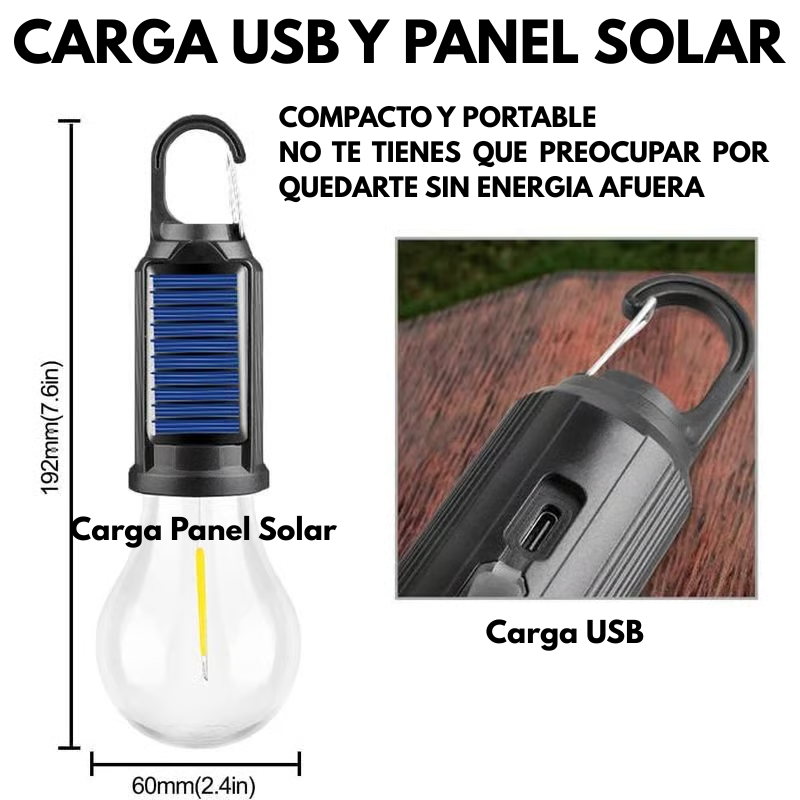 Ampolleta recargable con luz solar x2
